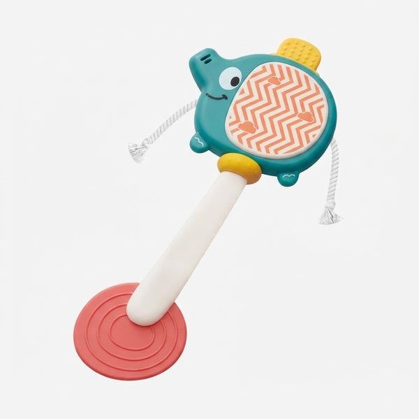 Colorful Elephant Rattle Toy designed for sensory play, featuring a playful elephant design and easy-hold handle.