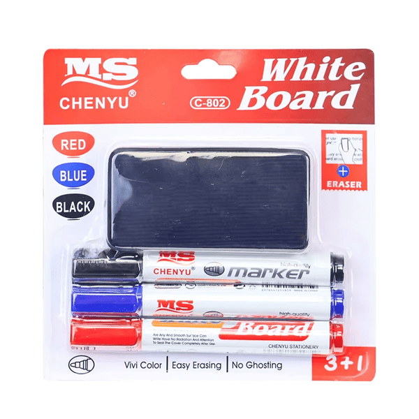 Perfect Dealz 3 Colors Whiteboard Markers and Whiteboard Eraser