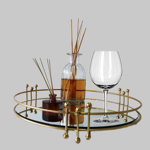 Perfect Dealz Golden Metal Mirrored Decorative Tray Large