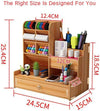 Perfect Dealz Wooden Desk Organizer Multifunctional Office Stationary Storage Holder