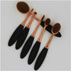 6 Piece Oval Makeup Brush Set featuring dense synthetic bristles and ergonomic handles for flawless makeup application.