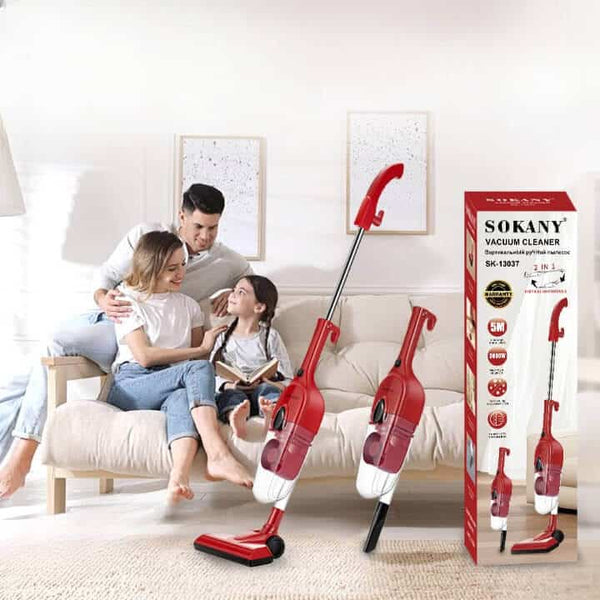 2-in-1 Mite & Dust Collector Portable Handheld Vacuum Cleaner displayed with family on a couch.