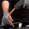 Person using 47pcs Compact Electric Screwdriver Kit with flexible shaft to reach tight spaces.