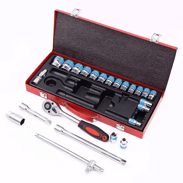 Perfect Dealz 24Pcs 1/2" Socket Ratchet Wrench Combination Tool Kit Set