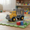 Friction-Powered Utility Cargo Truck Toy on a colorful playmat surrounded by building blocks.