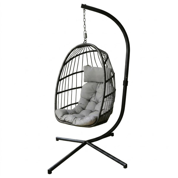 Steel Frame Hanging Egg Chair with plush cushions, perfect for indoor or outdoor relaxation.