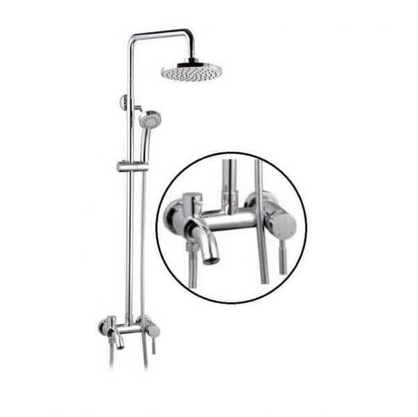 Round Shower Head with Offset Handle Set image 0