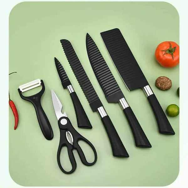Perfect Dealz High Quality 6 Piece Kitchen Stainless Steel Knife Set with Non-Stick Surface