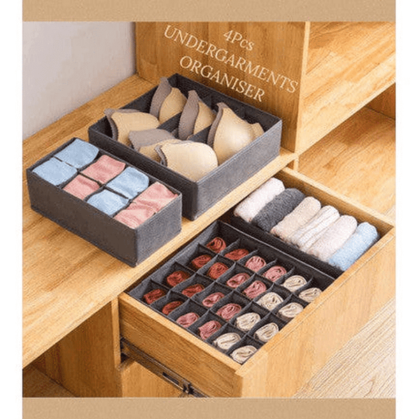 Perfect Dealz 4-Piece Multi-Compartment Foldable Drawer Organizers