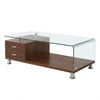 Glass Top Coffee Table with Drawers featuring a modern design and practical storage.