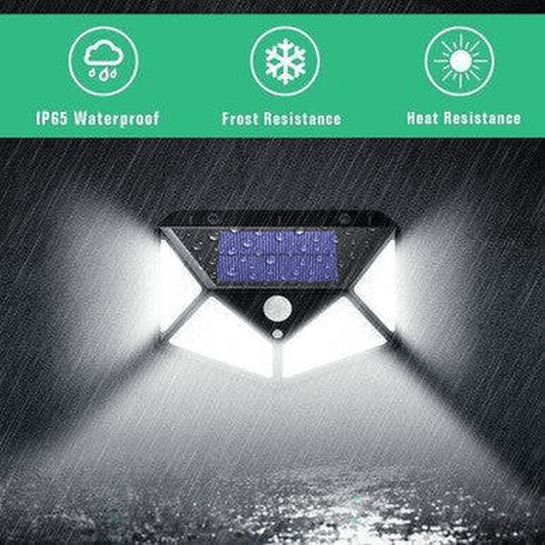 114 Solar Motion Sensor LED Wall Light features IP65 waterproof, frost and heat resistance, ideal for outdoor lighting.