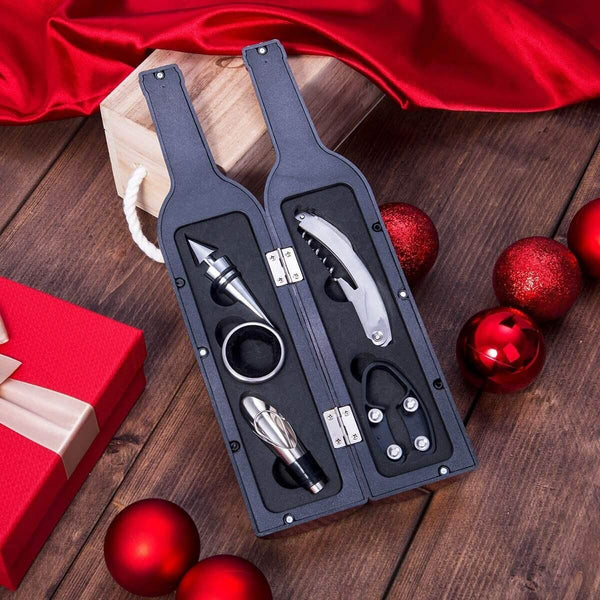 Perfect Dealz Wine Bottle Shaped Corkscrew and Accessory Gift Set - 5 Piece