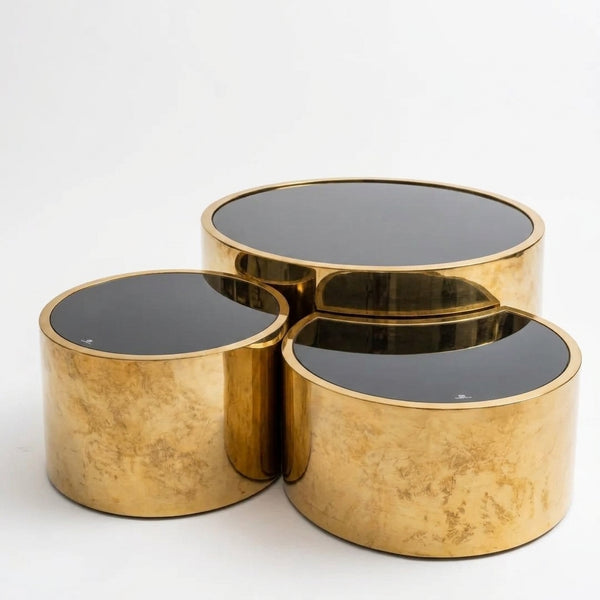 Lucid Gold 3-Piece Nesting Coffee Table Set featuring stylish gold and black finish.