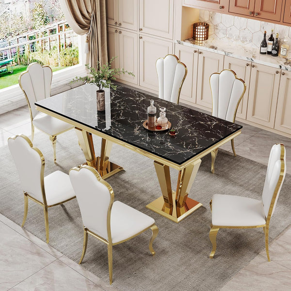 White Upholstered High Back Dining Chair