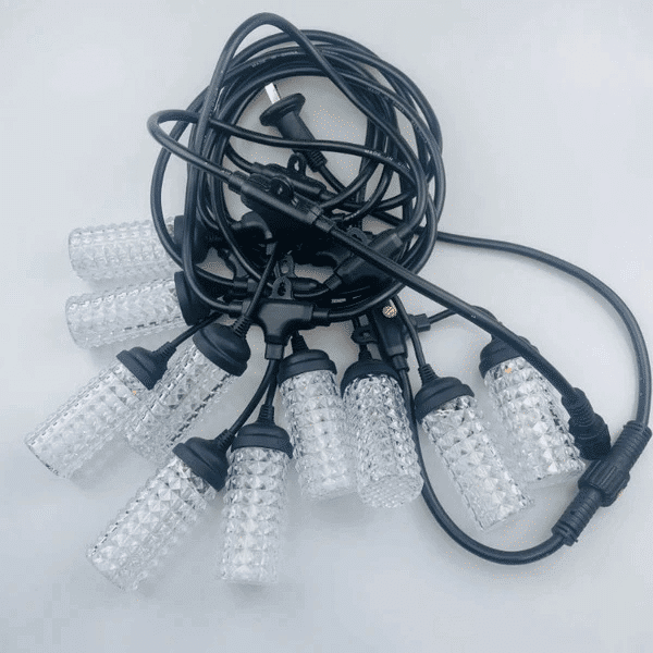 RGB 5 Meter String Bulb featuring multiple clear LED lights on a black cable, ideal for vibrant decor.