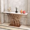 Marble Top Gold Console Table - Elegant Entryway & Hallway Accent with decorative items and stylish design.