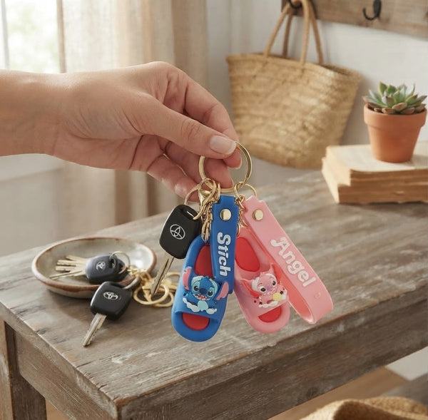 Silicone Slipper Keychain featuring colorful characters, perfect for adding fun to your keys or bags.