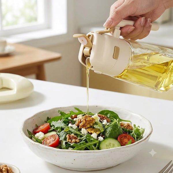 Glass Oil Dispenser Bottle with Flip Cap and Handle 680ml