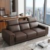 3 Seater Sofa with Adjustable Headrests in a stylish office setting with city skyline view.