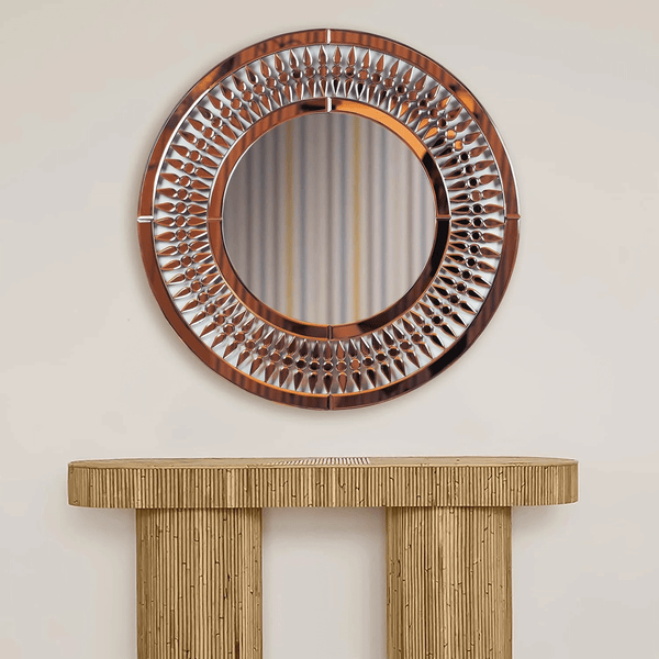 Perfect Dealz Elegant Crystal Teardrop Round Wall Mirror