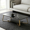 Modern 2-Tier Marble Coffee Table with Gold Frame