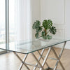 Modern Geometric Chrome Glass Dining Table