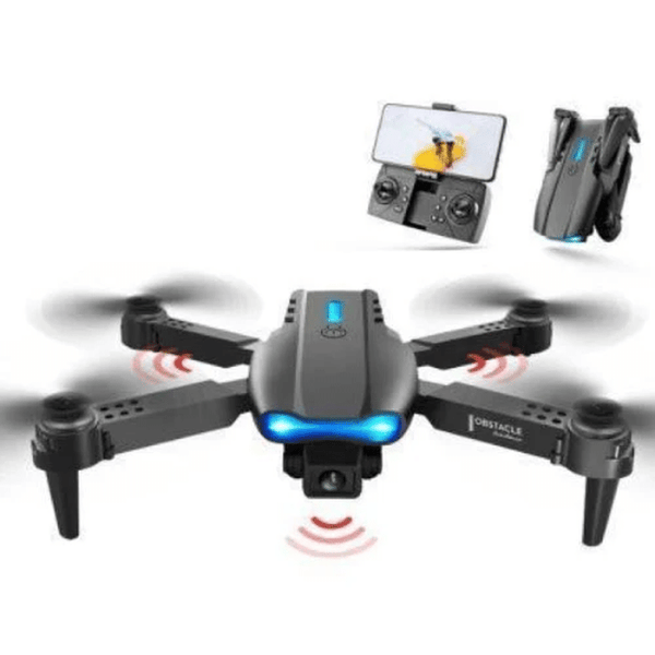 Falcon Wireless Drone equipped with 1080P HD camera, showing stable flight control and dual remote control setup.