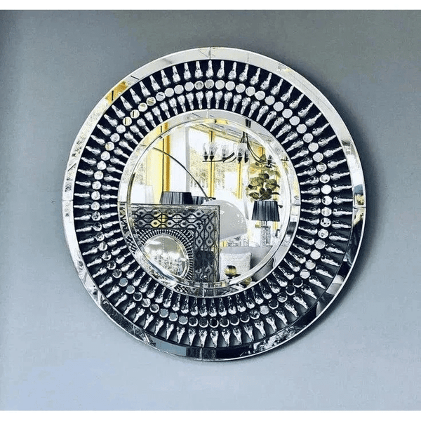 Perfect Dealz Elegant Crystal Teardrop Round Wall Mirror