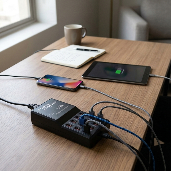 12-Port USB Charging Station and Power Adapter