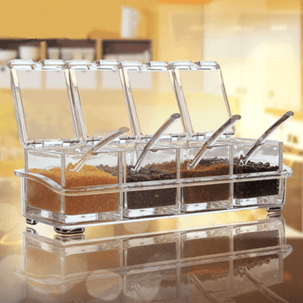 Perfect Dealz 4 Detachable Clear Spice Storage Boxes