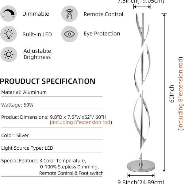 Living Room Bright Floor Standing Lamp image 1