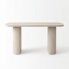 Modern Fluted Pedestal Console Table with minimalist design and soft, organic tones for a chic entryway decor.