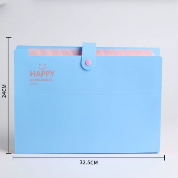 A4 Expanding Document File with 12 Pockets and Snap Closure