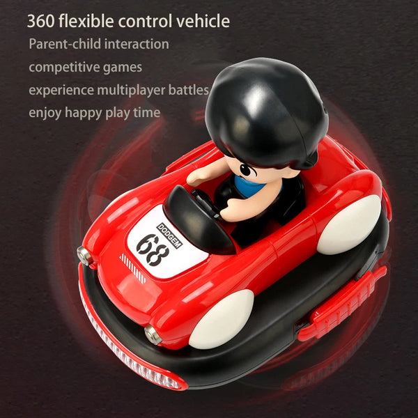 2.4G RC Ejection Bumper Car Twin Pack featuring a 360 flexible control vehicle for parent-child interaction and competitive games.