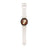 Beige Smartwatch with Android OS featuring a round display and a white strap.
