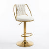 Adjustable Bar Stool with Boucle Seat and Gold Frame featuring plush tufted upholstery and sleek gold base.