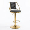 Adjustable Bar Stool with Boucle Seat and Gold Frame featuring plush tufted upholstery and a sleek gold base.