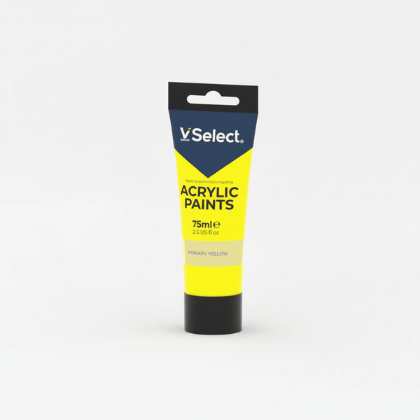 Acrylic Paint 75ml - Lemon Yellow, a vibrant paint tube showcasing primary yellow for artistic projects.
