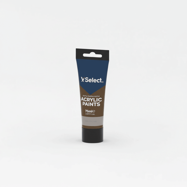 Acrylic Paint 75ml - Raw Umber tube designed for artists, showcasing deep earthy tones and smooth application.