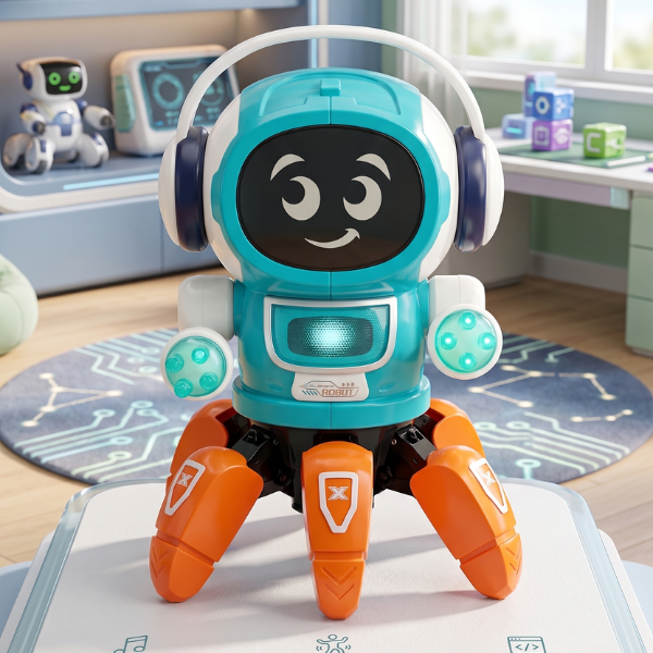 Remote Control Infrared Dancing Mini Robot with playful expression and colorful design, perfect for kids' engagement.