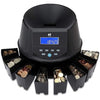 Automatic Coin Counter Sorter And Batch Counting Machine displaying counted and sorted coins in compartments.