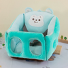 Baby Safety Support Seat in turquoise with cute bear design for safe feeding and bathing of infants.