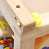 Close-up of Baby Toys Wooden Montessori Beaded Maze showing wooden frame details and colorful components.