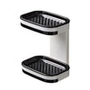 Bathroom Plastic Wall-mounted Double Layer Shelf for organizing shampoo and soap in small spaces.