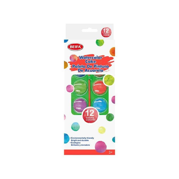Perfect Dealz Bright Watercolour Cake Set – 12 Colours Compact 2.8cm Pans