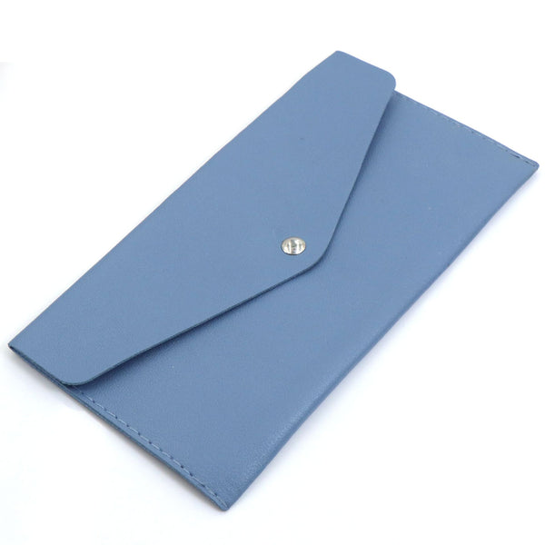 Candy colored makeup brush set compact pouch in light blue color for stylish organization.