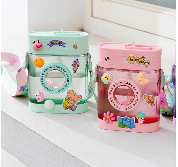 Cartoon-Themed Water Bottle Set with Fun Stickers