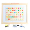 Children Wooden Double-sided Drawing Board with colorful letters and numbers for creative learning activities.