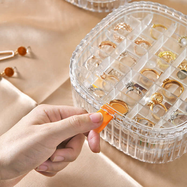 Perfect Dealz Clear Multi-Layer Jewellery Storage Box with Compartments