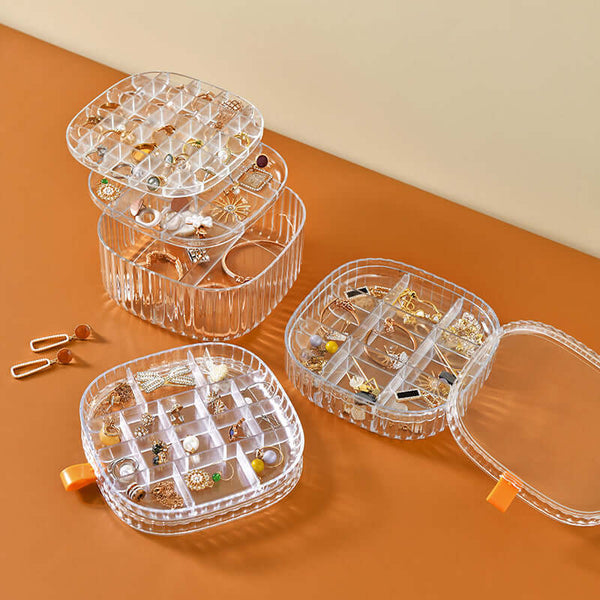 Perfect Dealz Clear Multi-Layer Jewellery Storage Box with Compartments